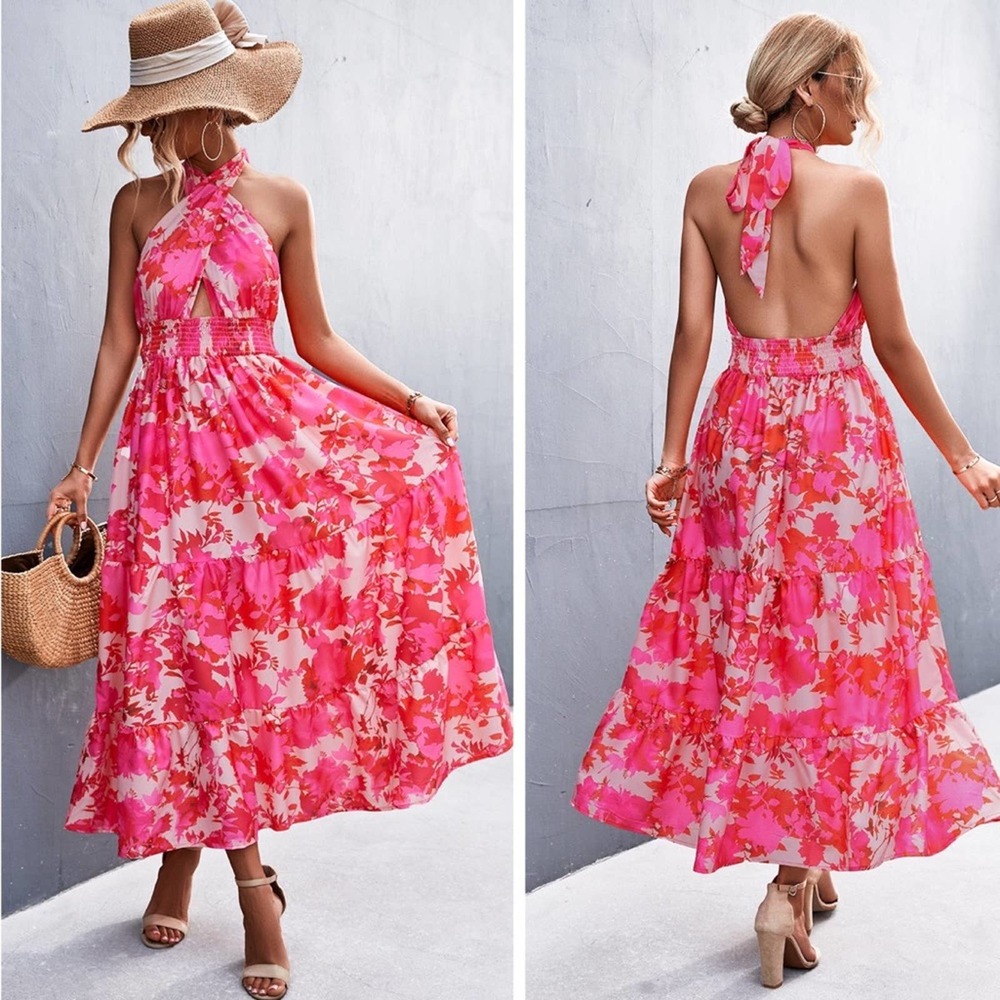 Catch the Bouquet Halter Print Dress - Picture 2 of 2
